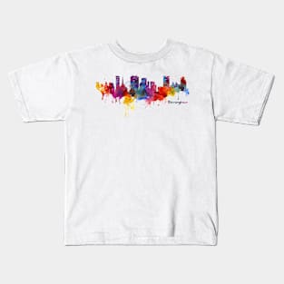 Birmingham Watercolor Skyline Kids T-Shirt